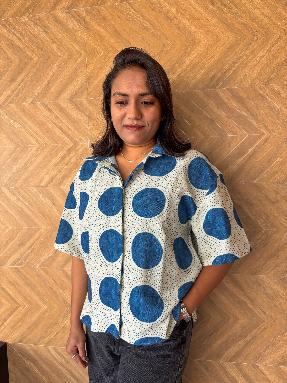 Azure Polka Oversized Shirt